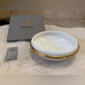 Katy Briscoe White and Gold 24 K Gold Plated Decorative bowl